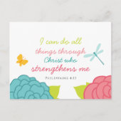 Floral Philippians 4:13 Briefkaart (Voorkant)