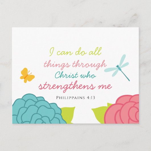 Floral Philippians 4:13 Briefkaart (Voorkant)