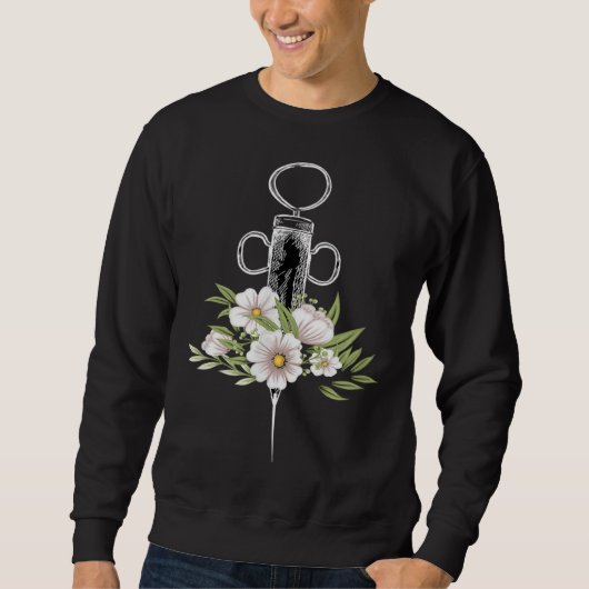 Floral Phlebotomist Life Injection Needle Nurse Ph Trui (Voorkant)