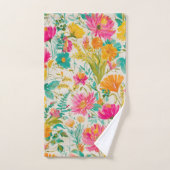 Floral Phoenix| Roze & Oranje Bloemen Bad Handdoek (Handdoek)