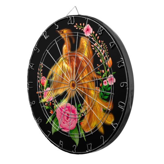 Floral Phoenix stijgt op uit de Fiery Ashes fantas Dartbord (Voorkant Rechts)