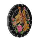 Floral Phoenix stijgt op uit de Fiery Ashes fantas Dartbord (Voorkant Links)