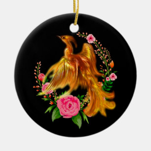 Floral Phoenix stijgt op uit de Fiery Ashes fantas Keramisch Ornament