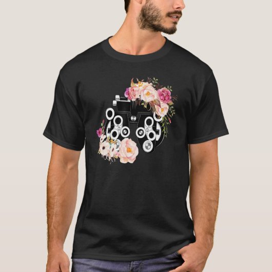 Floral Phoropter Optometrist Eye Anatomy Ophthalmo T-shirt (Voorkant)