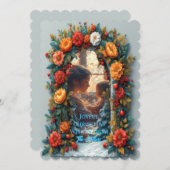 Floral Photo Arch Christmas, Personalized Winter Feestdagenkaart (Voorkant / Achterkant)