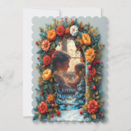 Floral Photo Arch Christmas, Personalized Winter Feestdagenkaart