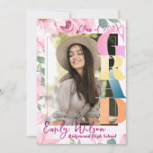 Floral Photo Class of 2026 Graduation Announcement Kaart (Voorkant)