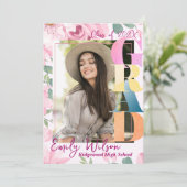 Floral Photo Class of 2026 Graduation Announcement Kaart (Staand voorkant)