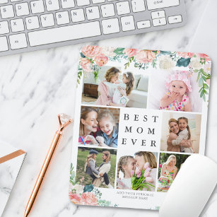 Floral Photo Collage BEST MOM EVER Personalized Muismat