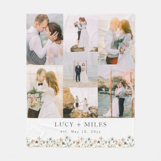 Floral Photo Collage Fleece Deken (Voorkant)