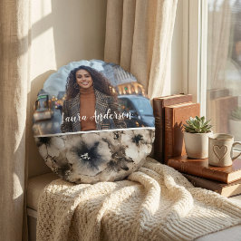 Floral photo create your own modern cute  rond kussen