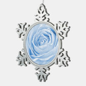 Floral Photo Dainty Light Blue Roos Tin Sneeuwvlok Ornament (Rechts)
