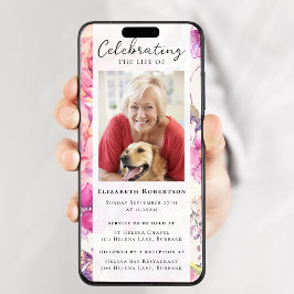  Floral Photo Funeral Digitale Uitnodiging