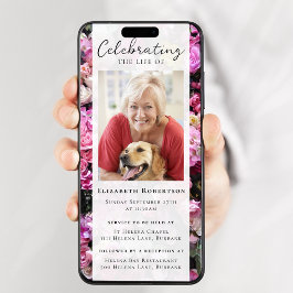  Floral Photo Funeral Digitale Uitnodiging