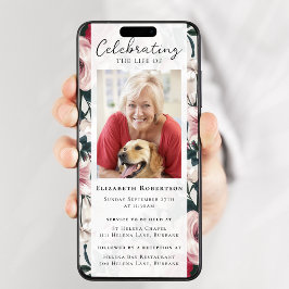  Floral Photo Funeral Digitale Uitnodiging