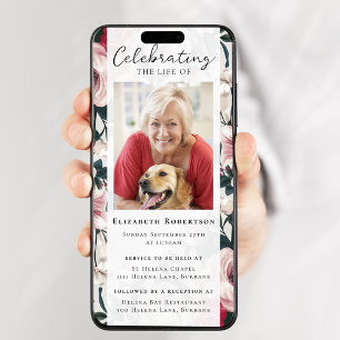 Floral Photo Funeral Digitale Uitnodiging