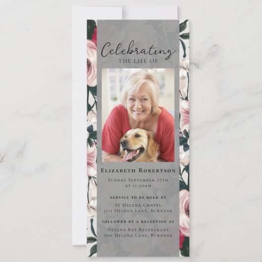  Floral Photo Funeral Digitale Uitnodiging (Voorkant)
