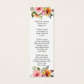 Floral Photo Funeral Memorial Bladwijzer Mini Visitekaartjes (Achterkant)