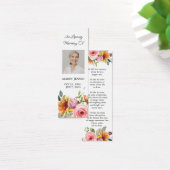 Floral Photo Funeral Memorial Bladwijzer Mini Visitekaartjes (Bureau)