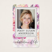 Floral Photo Funeral Memorial Poem Kaart (Voorkant)