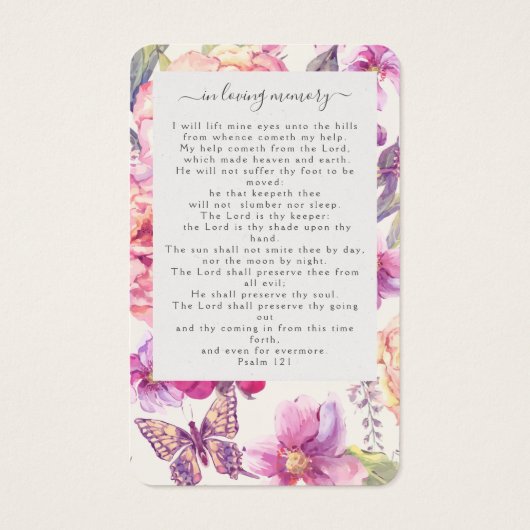 Floral Photo Funeral Memorial Prayer Kaart (Achterkant)