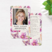 Floral Photo Funeral Memorial Prayer Kaart (Bureau)