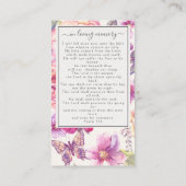 Floral Photo Funeral Memorial Prayer Kaart Contactkaartje (Achterkant)
