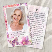 Floral Photo Funeral Memorial Prayer Kaart Contactkaartje