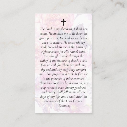 Floral Photo Funeral Memorial Prayer Kaart Contactkaartje (Achterkant)