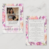 Floral Photo Funeral Memorial Prayer Kaart Notitiekaartje (Voorkant / Achterkant)