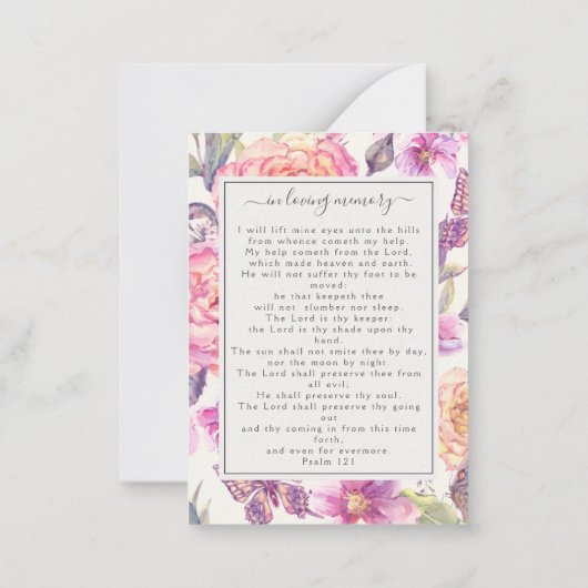 Floral Photo Funeral Memorial Prayer Kaart Notitiekaartje (Achterkant)