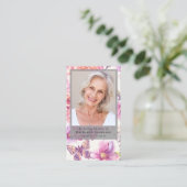 Floral Photo Funeral Memorial Prayer Kaart Visitekaartje (Staand voorkant)