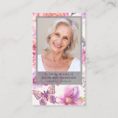 Floral Photo Funeral Memorial Prayer Kaart Visitekaartje (Voorkant)