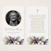 Floral Photo Funeral Memorial Prayer Kaarten Visitekaartje (Voorkant /achterkant)