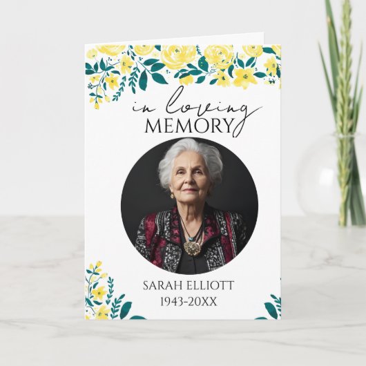 floral Photo Funeral Order of Service Folded  Programma (Voorkant)