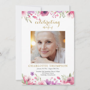 Floral Photo Funeral Order of Service-programma Kaart