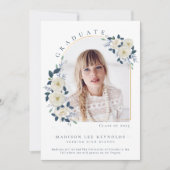 Floral Photo Girl High School Afstuderen Kaart (Voorkant)
