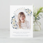 Floral Photo Girl High School Afstuderen Kaart (Staand voorkant)