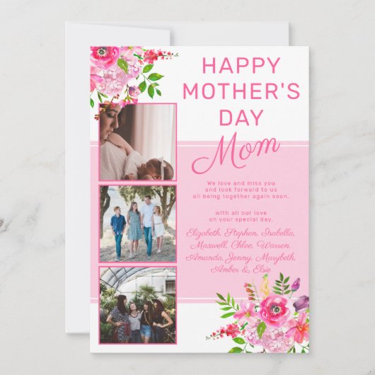 Floral Photo Happy Moederdag van Group Holiday Feestdagenkaart (Voorkant)