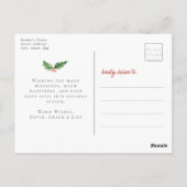 Floral Photo Holiday Merry Kerstmis Waterverf Briefkaart (Achterkant)