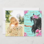 Floral Photo Horse Birthday Theme Kaart (Voorkant)