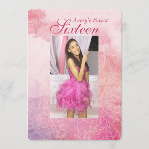 Floral Photo Invitation Kaart