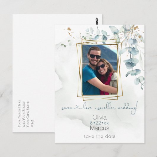 Floral Photo Lijst Dusty Green Eucalyptus Briefkaart (Voorkant / Achterkant)