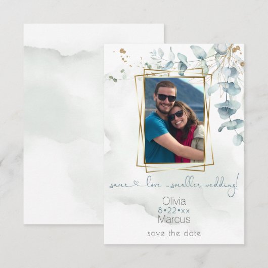 Floral Photo Lijst Dusty Green Eucalyptus Kaart (Voorkant / Achterkant)