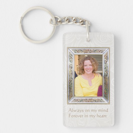 Floral Photo lijst Quote aangepast Memorial Sleute Sleutelhanger (Voorkant)