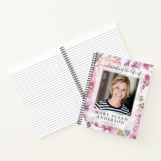 Floral Photo Memorial Guest Book Notitieboek (Binnen)