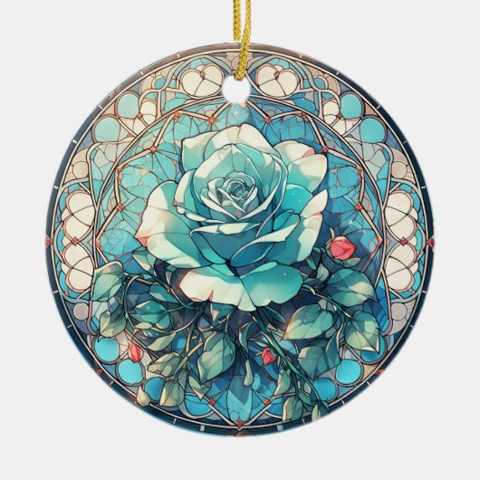 Floral Photo Memorial Keramisch Ornament (Voorkant)