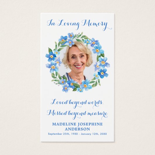 Floral Photo Memorial Prayer Kaart Modern Funeral (Voorkant)