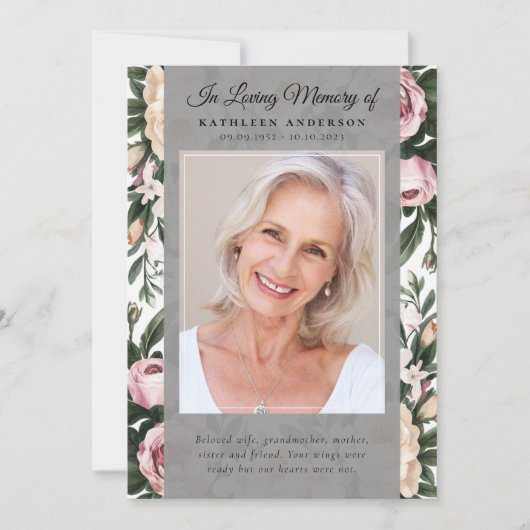  Floral Photo Memorial Service Programma (Voorkant)