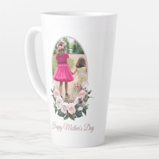 Floral Photo Moederdag Latte Mok (Linkerhoek)